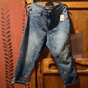 Cato Denim Floral Boyfriend Jeans